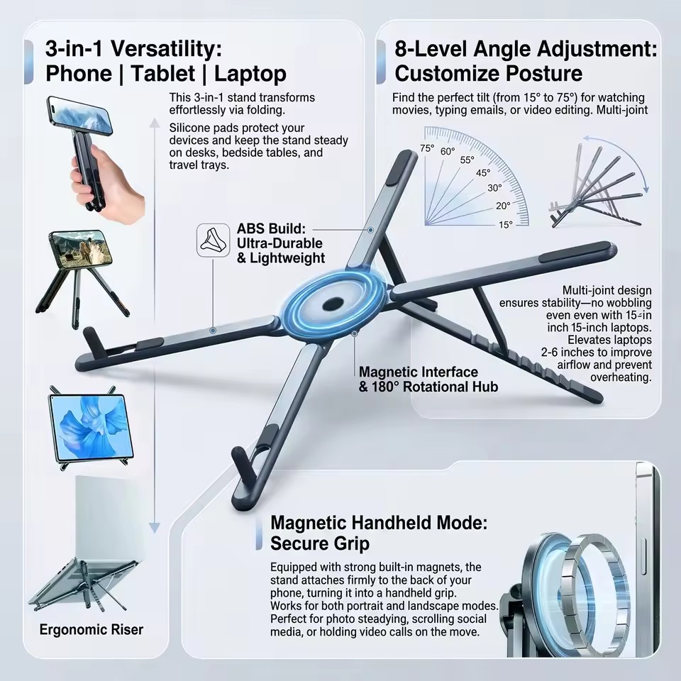 휴대용 자석식 휴대폰 거치대 & 셀카봉 3-in-1 접 - Essential Tablet Accessories 리뷰 및 가격