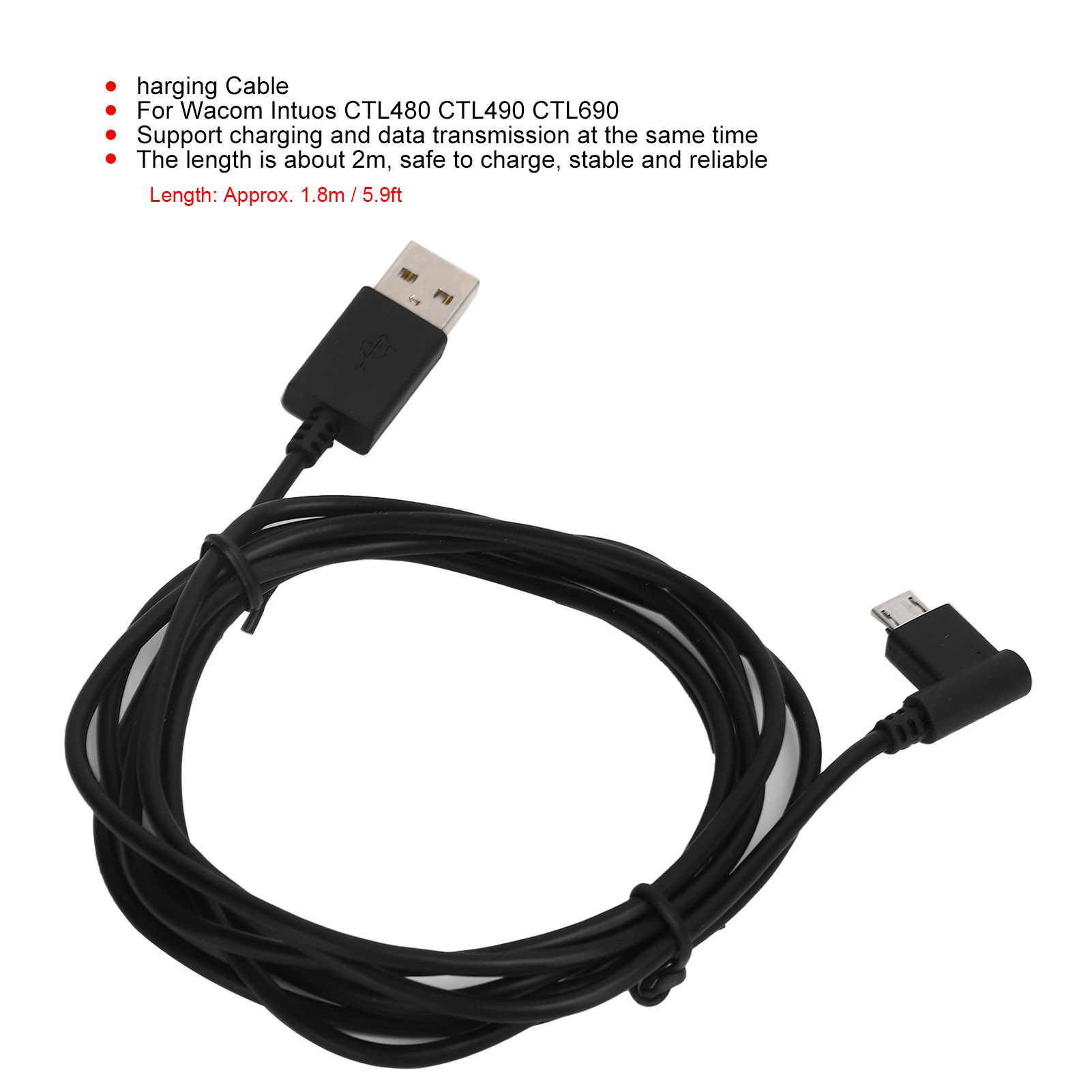 1.8m 충전 케이블 전원 공급 코드 충전 액세서리 드 - Wacom Tablet Accessories 리뷰 및 가격
